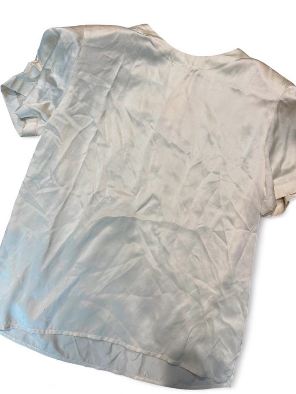 Vintage Y2K Jones New York 100% Silk Ivory Champagne Blouse Size 10 Minimalist